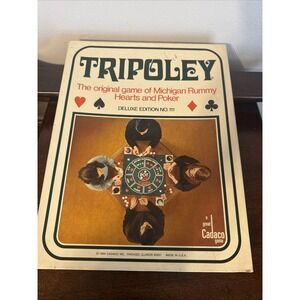 Tripoley Deluxe Layout Board Game Vinyl Mat Michigan Rummy Cadaco Vintage '69